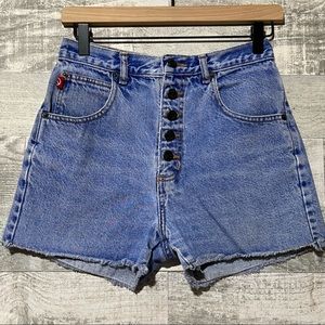 No Excuses BUTTON FLY Vintage Jean Shorts Denim JUNIORS High Waisted 9/10